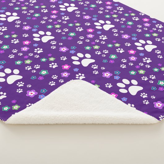 Fug Dog Blanket, Lila Hundepfade, Druck Sherpadecke (3/4)