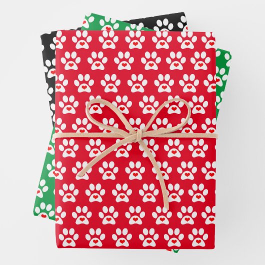 Fug Dog Paw Wrapping Paper Flat Sheet Set 3 Geschenkpapier Set (Beispiel)