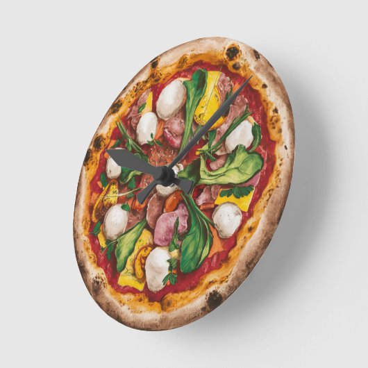 Fugazza Pizza Runde Wanduhr (Winkel)