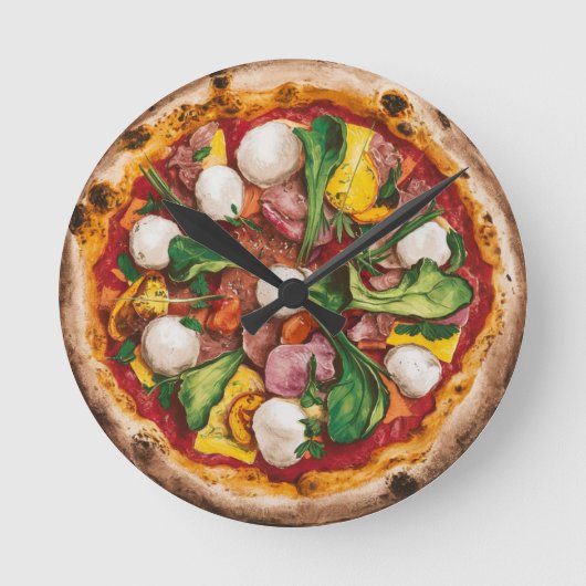 Fugazza Pizza Runde Wanduhr (Vorderseite)