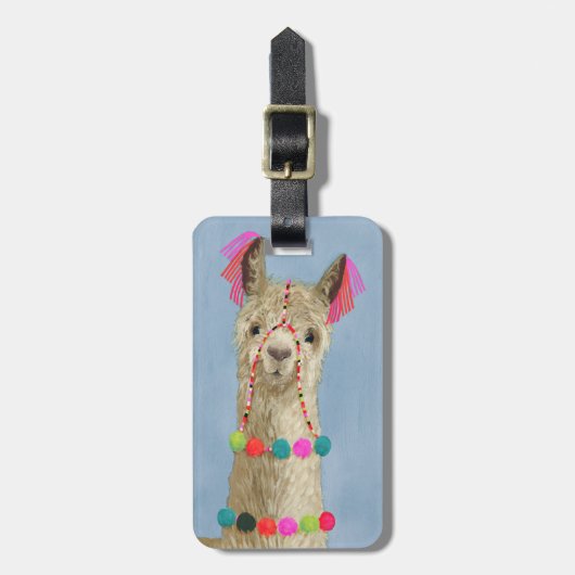 Füge Deinen Namen hinzu | Adorned Llama - Beige Gepäckanhänger (Vorderseite vertikal)