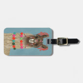 Füge Deinen Namen hinzu | Adorned Llama - Brown Gepäckanhänger (Vorderseite horizontal)