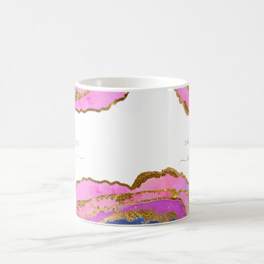 Füge Deinen Namen hinzu | Aquarellfarbe Rosa und G Kaffeetasse (Mittel)