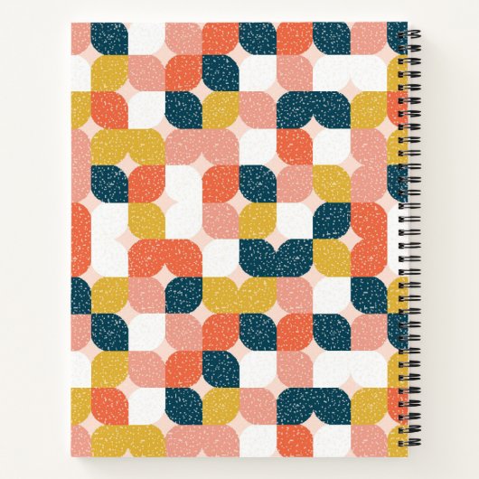 Füge Deinen Namen hinzu | Bauhaus Retro geometrisc Notizblock (Rückseite)