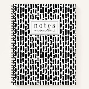 Füge Deinen Namen hinzu   Black Brush Strokes Mus Notizblock