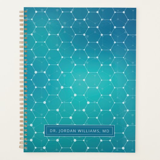 Füge Deinen Namen hinzu | Blaues Aquamarines DNA M Planer (Vorderseite)