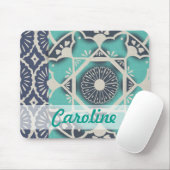 Füge Deinen Namen hinzu | Blue Batik Tile II Mousepad (Mit Mouse)