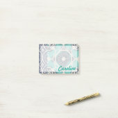 Füge Deinen Namen hinzu | Blue Batik Tile II Post-it Klebezettel (Auf Schreibtisch)