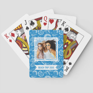 Füge Deinen Namen hinzu   Blue Beach Pattern Spielkarten