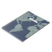 Füge Deinen Namen hinzu | Blue Linen World Map Notizblock (Linke Seite)