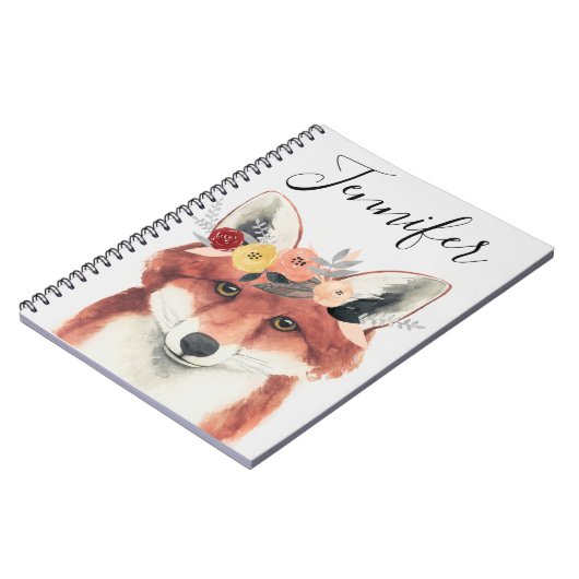 Füge Deinen Namen hinzu | Blume Crown Forester Fox Notizblock (Linke Seite)