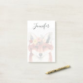 Füge Deinen Namen hinzu | Blume Crown Forester Fox Post-it Klebezettel (Auf Schreibtisch)