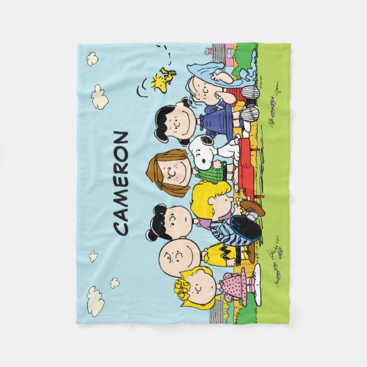 Füge Deinen Namen hinzu | Charlie Brown und Gang Fleecedecke (Vorderseite)