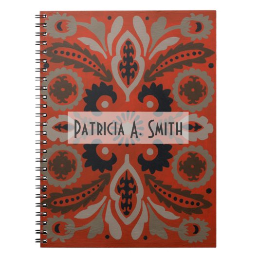Füge Deinen Namen hinzu | Cinnabar Suzani II Notizblock (Vorderseite)