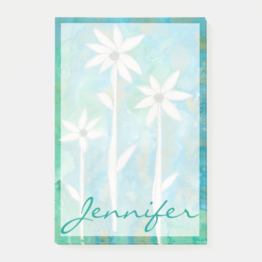 Füge Deinen Namen hinzu | Dainty Daisies I Post-it Klebezettel (Vorderseite)