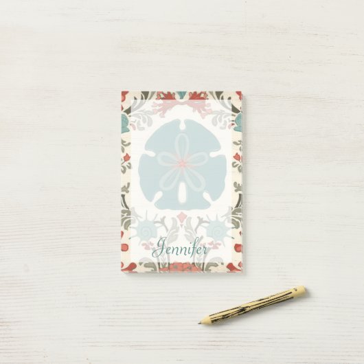 Füge Deinen Namen hinzu | Damast an der Küste II Post-it Klebezettel (Auf Schreibtisch)