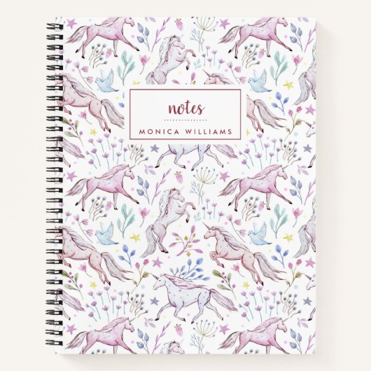 Füge Deinen Namen hinzu | Einhorn von Wasserfarben Notizblock (Vorderseite)