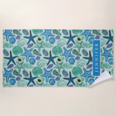 Füge Deinen Namen hinzu | Farbtöne von blauen Musc Strandtuch (Vorderseite)