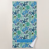 Füge Deinen Namen hinzu | Farbtöne von blauen Musc Strandtuch (Vorderseite)