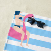 Füge Deinen Namen hinzu | Flamingo Schwimmbad Strandtuch (Beispiel)