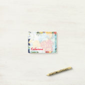 Füge Deinen Namen hinzu | Florals Mitternacht II Post-it Klebezettel (Auf Schreibtisch)