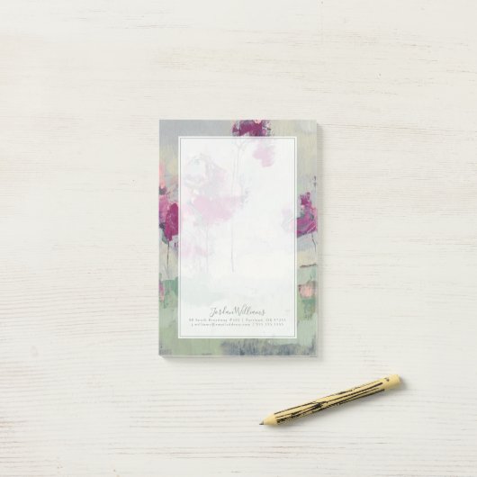 Füge Deinen Namen hinzu | Fuchsia Treeline Post-it Klebezettel (Auf Schreibtisch)