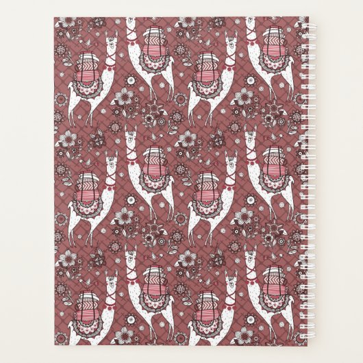 Füge Deinen Namen hinzu | Funny Llamas Pattern Planer (Rückseite)