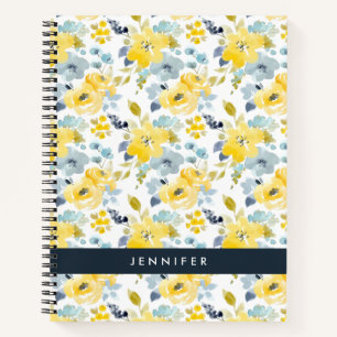 Füge Deinen Namen hinzu   Gelbes und blaues Wasse Notizblock