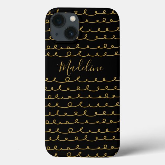 Füge Deinen Namen hinzu | Gold Doodle Muster Case-Mate iPhone Hülle (Rückseite)