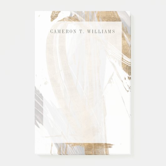 Füge Deinen Namen hinzu | Gold & Grau Post-it Klebezettel (Vorderseite)