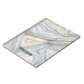 Füge Deinen Namen hinzu | Graues marmoriertes abst Notizblock (Linke Seite)