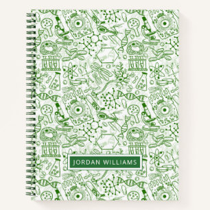 Füge Deinen Namen hinzu   Green Biology Pattern Notizblock