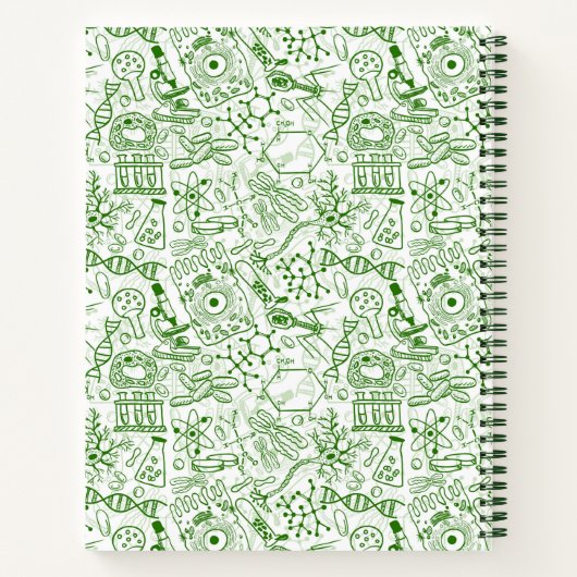 Füge Deinen Namen hinzu | Green Biology Pattern Notizblock (Rückseite)