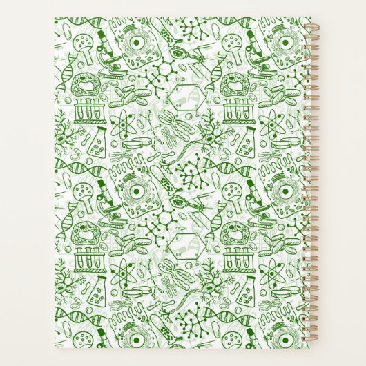 Füge Deinen Namen hinzu | Green Biology Pattern Planer (Rückseite)