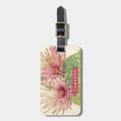 Füge Deinen Namen hinzu | Kaktus Rosa Blüten Gepäckanhänger (Vorderseite vertikal)