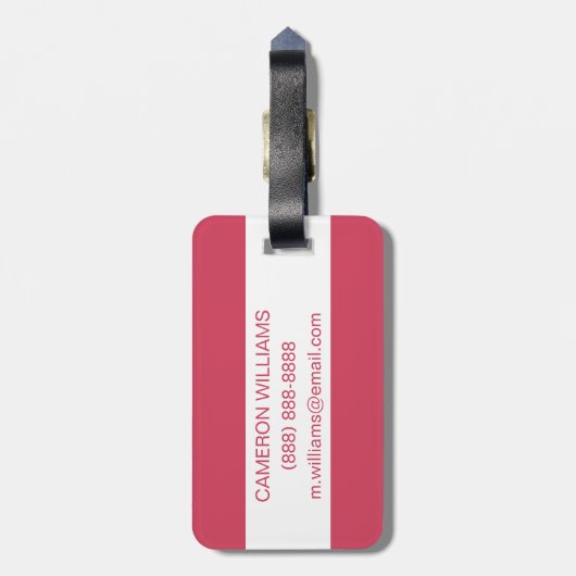 Füge Deinen Namen hinzu | Kaktus Rosa Blüten Gepäckanhänger (Rückseite vertikal)