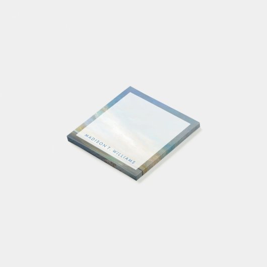 Füge Deinen Namen hinzu | Küstenwolken mit Ozean Post-it Klebezettel (angewinkelt)