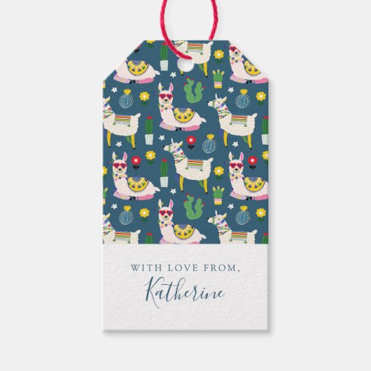 Füge Deinen Namen hinzu | Llamas in Sonnenbrillen Geschenkanhänger (Vorderseite)