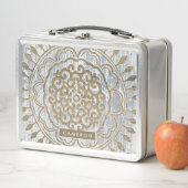 Füge Deinen Namen hinzu | Mandala Gold Design Metall Lunch Box (Beispiel)
