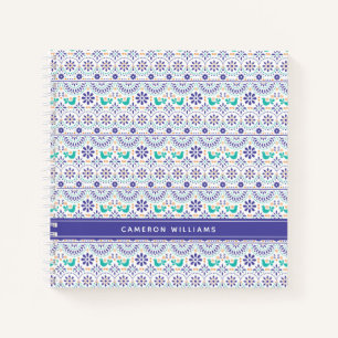 Füge Deinen Namen hinzu   Mexican Bird Tile Folk  Notizblock