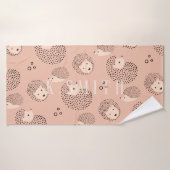 Füge Deinen Namen hinzu | Modernes Niedliches Igel Badehandtuch (Badehandtuch)