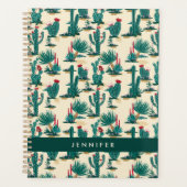 Füge Deinen Namen hinzu | Muster Grün und Rot Planer (Vorderseite)