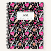 Füge Deinen Namen hinzu | Neon Makeup Muster Notizblock (Vorderseite)