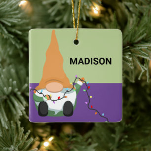 Füge Deinen Namen hinzu   Niedliche Weihnachtsgott Keramikornament