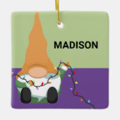 Füge Deinen Namen hinzu | Niedliche Weihnachtsgott Keramikornament (Vorderseite)