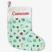 Füge Deinen Namen hinzu | Niedliches medizinisches Kleiner Weihnachtsstrumpf (Vorderseite)