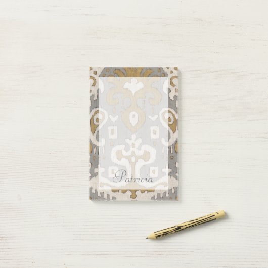 Füge Deinen Namen hinzu | Ochre Ikat I Post-it Klebezettel (Auf Schreibtisch)