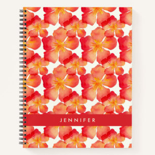 Füge Deinen Namen hinzu   Orange Oleander Floral  Notizblock