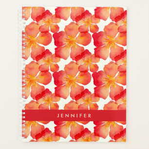 Füge Deinen Namen hinzu   Orange Oleander Floral  Planer