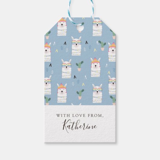 Füge Deinen Namen hinzu | Rainbow Sunglasses Llama Geschenkanhänger (Vorderseite)